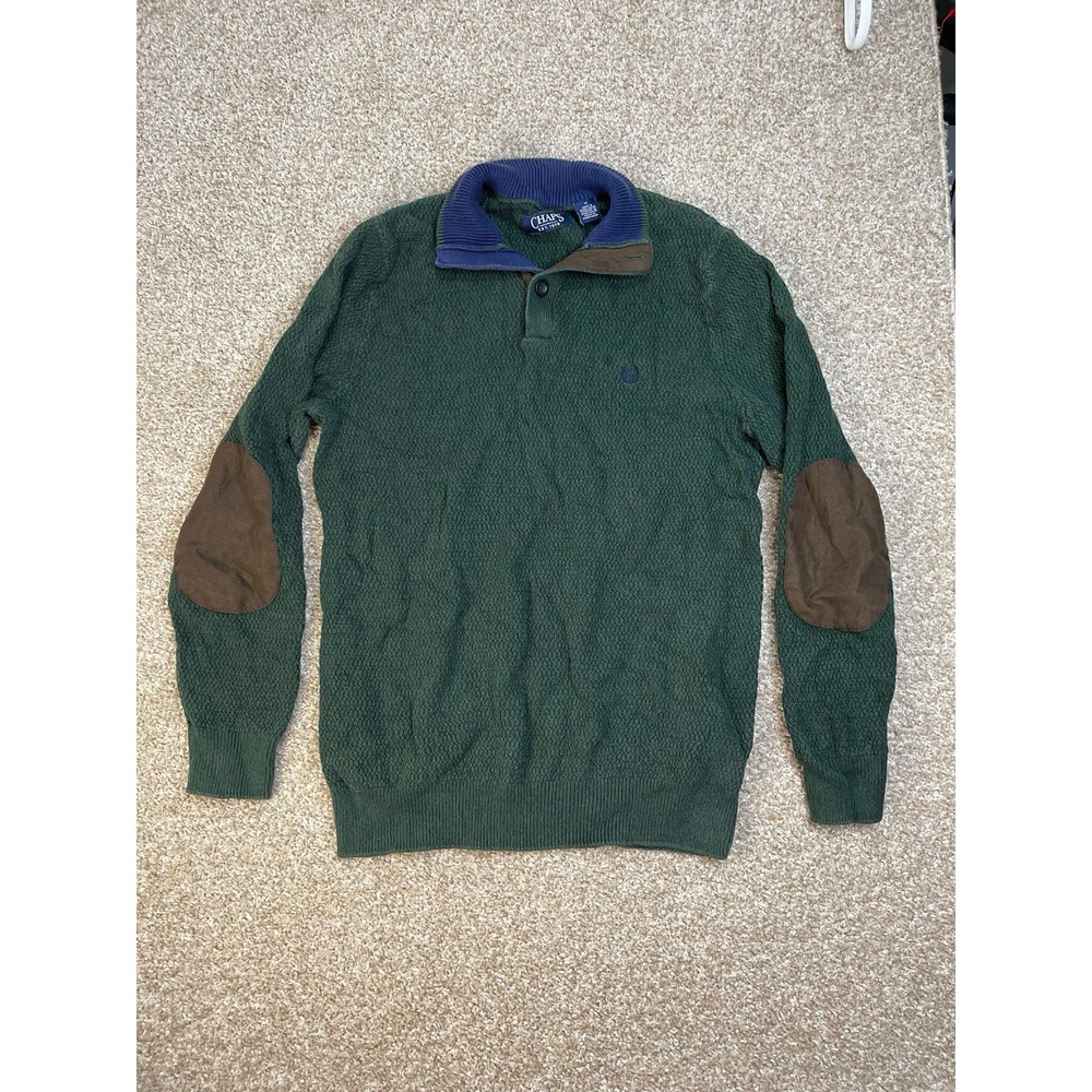 Champs Forest Green With Brown Elbow Patches  Men Sweater  Size M Brand